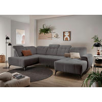 WOHNLANDSCHAFT Cord Grau  - Schwarz/Grau, Modern, Textil/Metall (200/337/180cm) - Livetastic