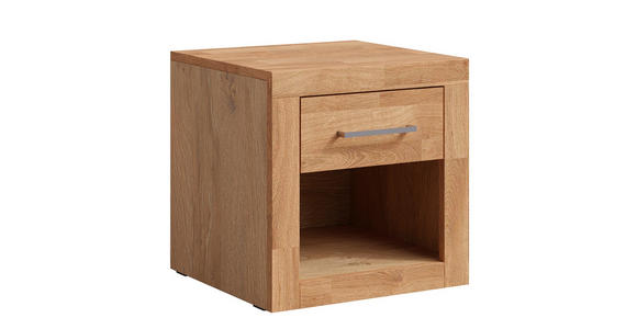 NACHTKÄSTCHEN in massiv Eiche Eichefarben - Eichefarben/Silberfarben, Natur, Holz/Holzwerkstoff (45/45/42cm) - Linea Natura