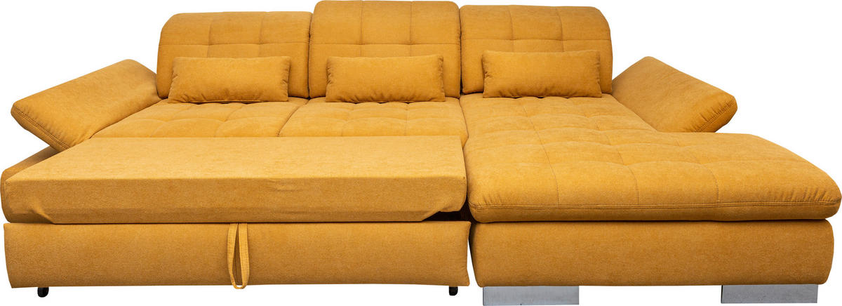 ÜLŐGARNITÚRA textil mustársárga  - mustársárga/fekete, Basics, műanyag/textil (305/79-96/199cm) - Andante