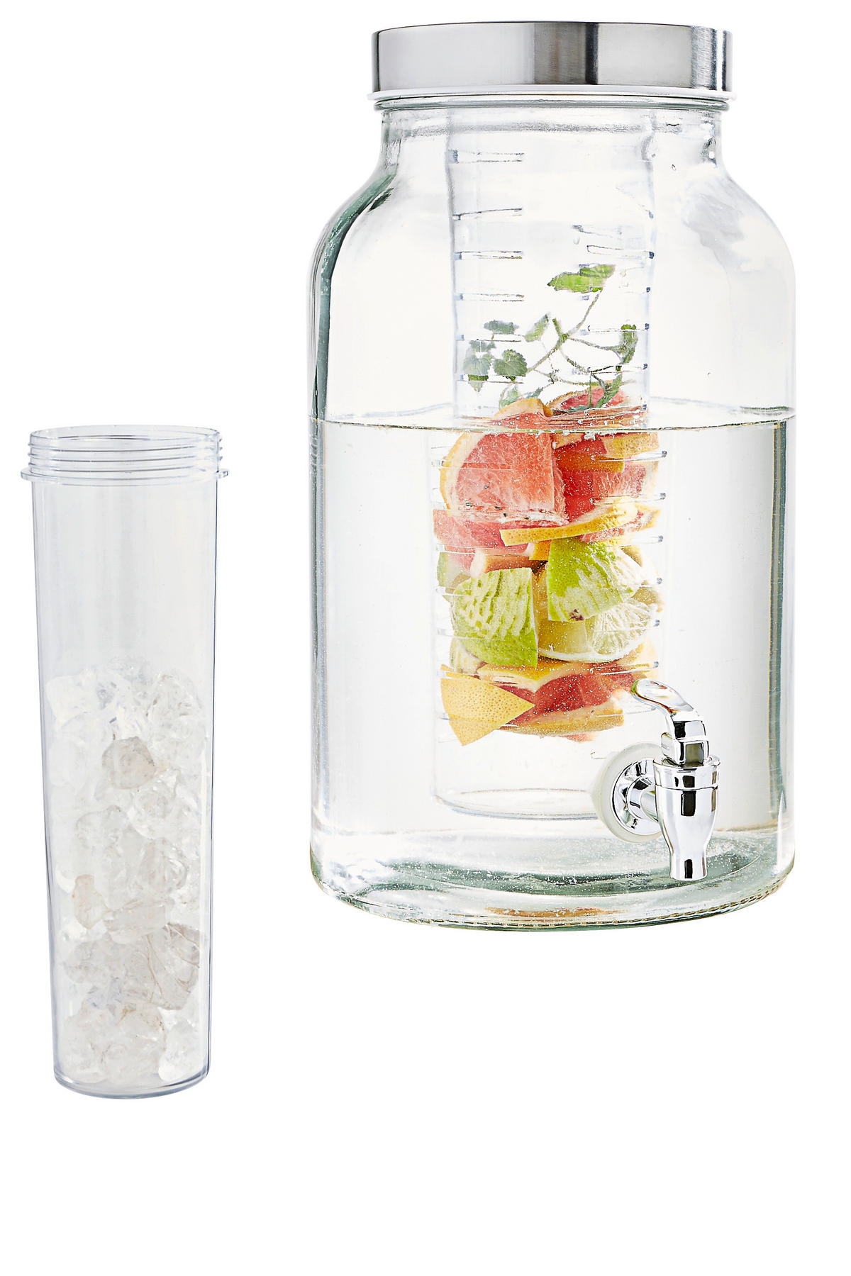 Dispenser bauturi 5,6 L  - culoare inox/transparent, Basics, plastic/sticlă (5,6l) - Novel