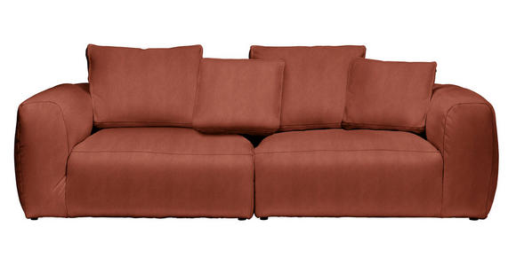 BIGSOFA  in Samt Rostfarben  - Rostfarben/Schwarz, MODERN, Kunststoff/Textil (260/70/122cm) - Carryhome