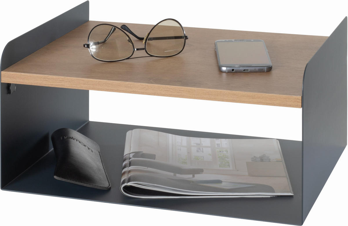 WANDBOARD Metall, Holzwerkstoff Anthrazit, Eichefarben  - Eichefarben/Anthrazit, MODERN, Holzwerkstoff/Metall (40/20/30cm)