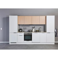 KÜCHENBLOCK 340 cm   in Weiß, Eichefarben  - Eichefarben/Beige, Design, Holzwerkstoff/Metall (340cm) - MID.YOU