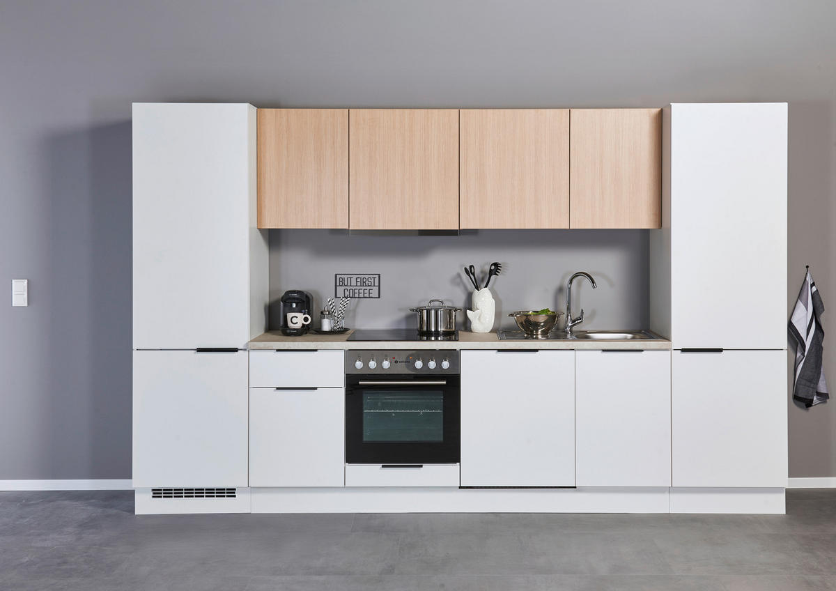 KÜCHENLEERBLOCK 340 cm   in Weiß, Eichefarben  - Eichefarben/Beige, Design, Holzwerkstoff/Metall (340cm) - MID.YOU