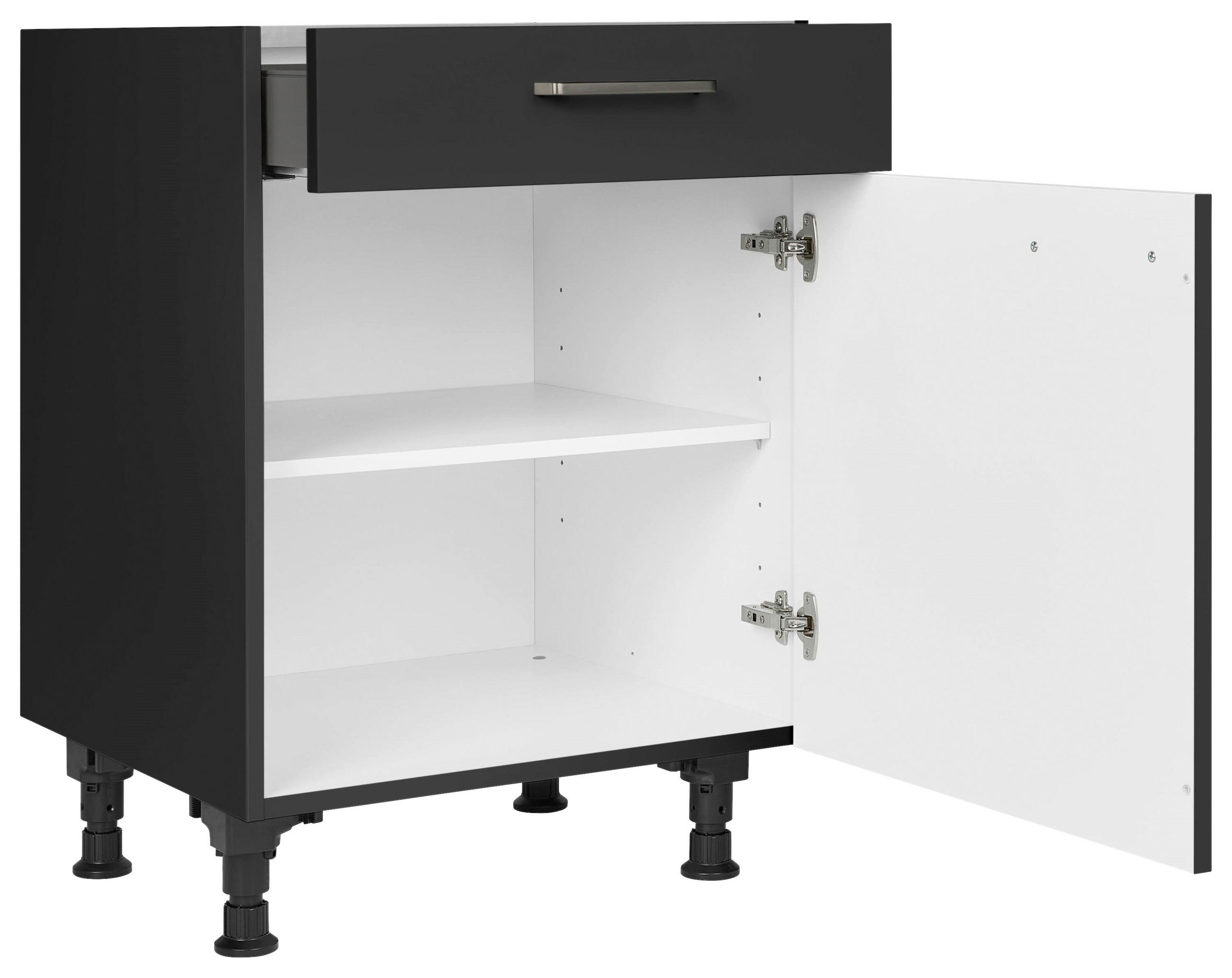SCHUBKASTENUNTERSCHRANK 60/87/56 cm  in Schwarz  - Edelstahlfarben/Schwarz, MODERN, Holzwerkstoff/Metall (60/87/56cm) - Nobilia