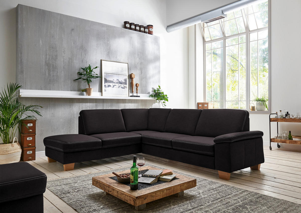 ECKSOFA Echtleder Dunkelbraun  - Eichefarben/Dunkelbraun, Konventionell, Leder/Holzwerkstoff (235/274cm) - Beldomo Premium