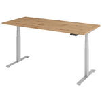 SCHREIBTISCH 180/80/64,5-129,5 cm Silberfarben, Eichefarben elektrisch höhenverstellbar  - Eichefarben/Silberfarben, KONVENTIONELL, Holzwerkstoff/Metall (180/80/64,5-129,5cm) - Venda
