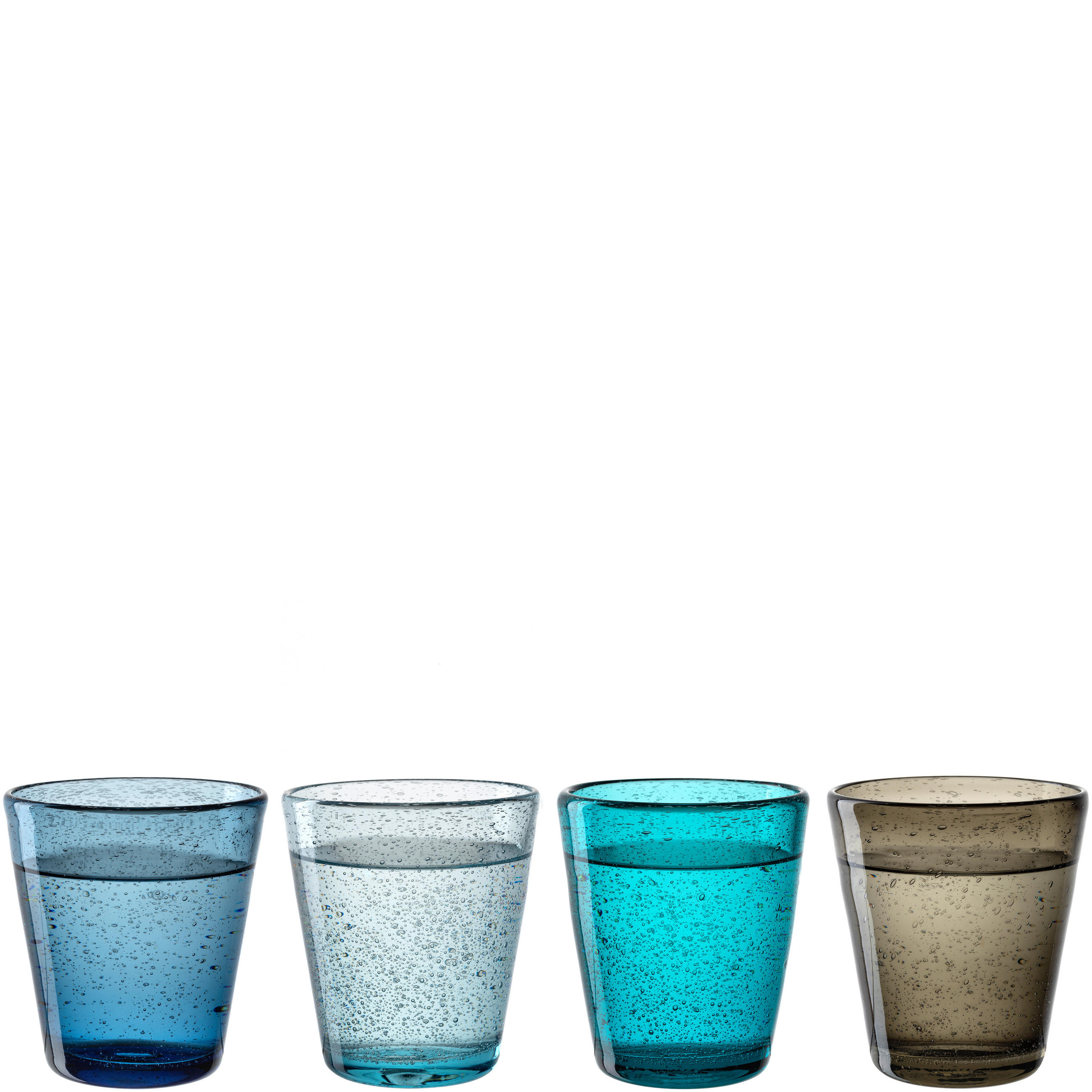SET ČAŠA  4 dela   - siva/tirkizna, Dizajnerski, staklo (9/10/9cm) - Leonardo