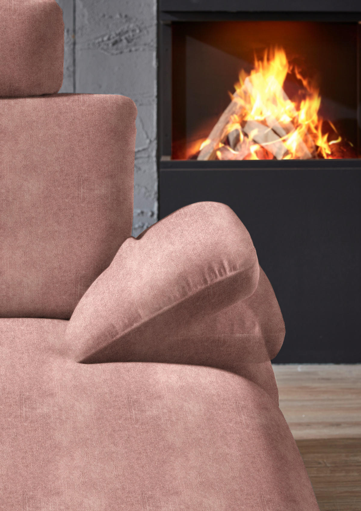 WOHNLANDSCHAFT in Velours Flieder  - Flieder/Schwarz, Design, Textil/Metall (208/344/180cm) - Dieter Knoll