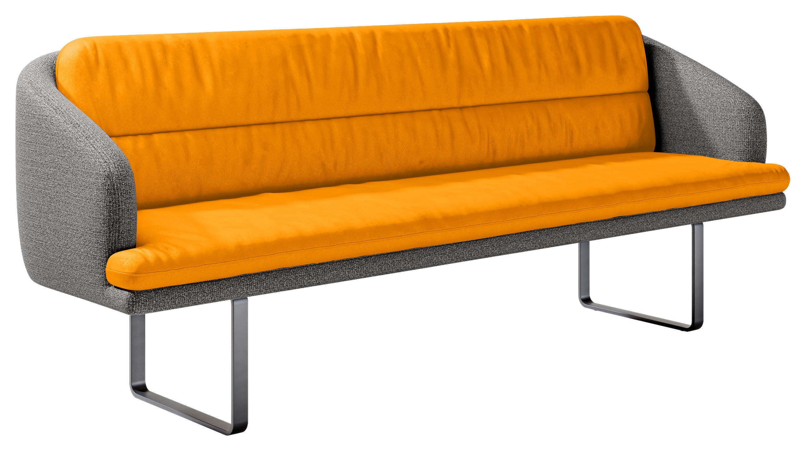 SITZBANK Textil Anthrazit, Currygelb  - Currygelb/Anthrazit, Design, Textil/Metall (255/89/68cm) - Dieter Knoll
