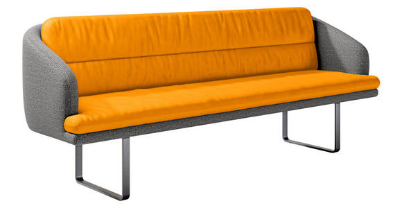 SITZBANK 255/89/68 cm Velours, Flachgewebe Anthrazit, Currygelb Metall  - Currygelb/Anthrazit, Design, Textil/Metall (255/89/68cm) - Dieter Knoll