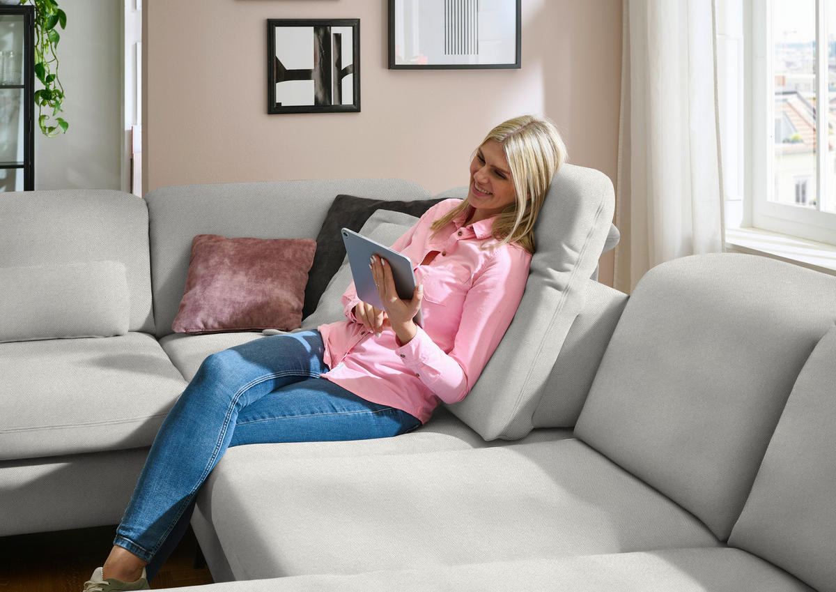 WOHNLANDSCHAFT Chenille Cappuccino  - Schwarz/Cappuccino, Design, Textil/Metall (255/369/198cm) - Beldomo Style