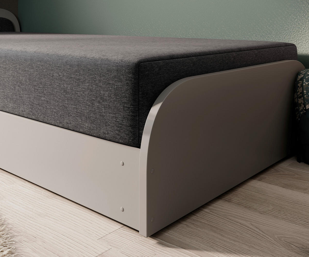 BETT 80/190 cm  in Grau   - Hellgrau/Schwarz, Modern, Holz/Kunststoff (80/190cm) - MID.YOU