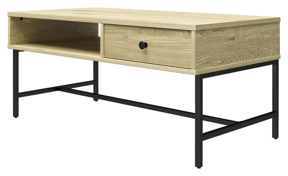 COUCHTISCH in Metall, Holzwerkstoff 101/45/50 cm  - Eichefarben/Schwarz, Design, Holzwerkstoff/Metall (101/45/50cm) - MID.YOU