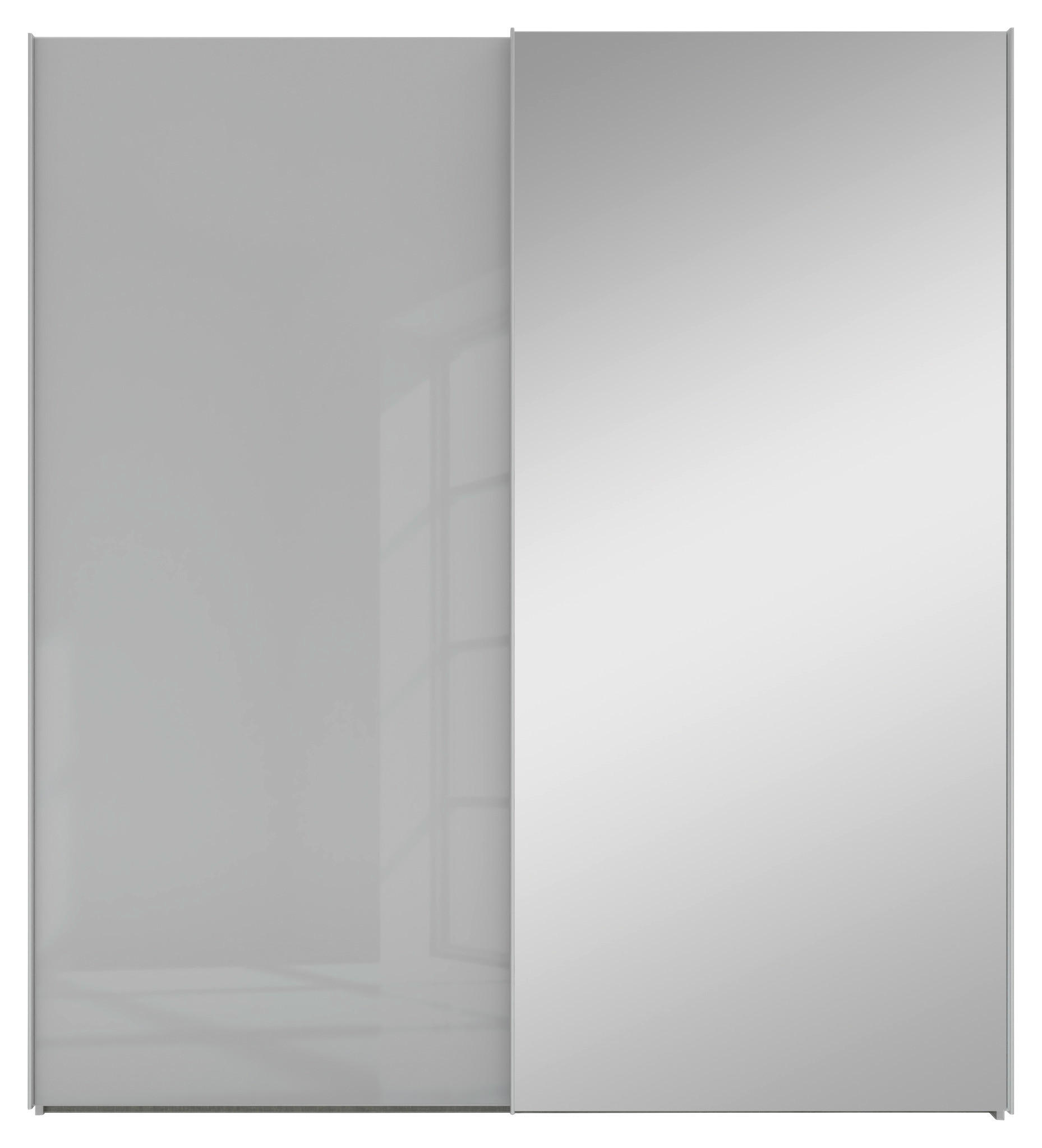 SCHWEBETÜRENSCHRANK 200/223/69 cm 2-türig Grau  - Alufarben/Grau, KONVENTIONELL, Glas/Holzwerkstoff (200/223/69cm) - Novel