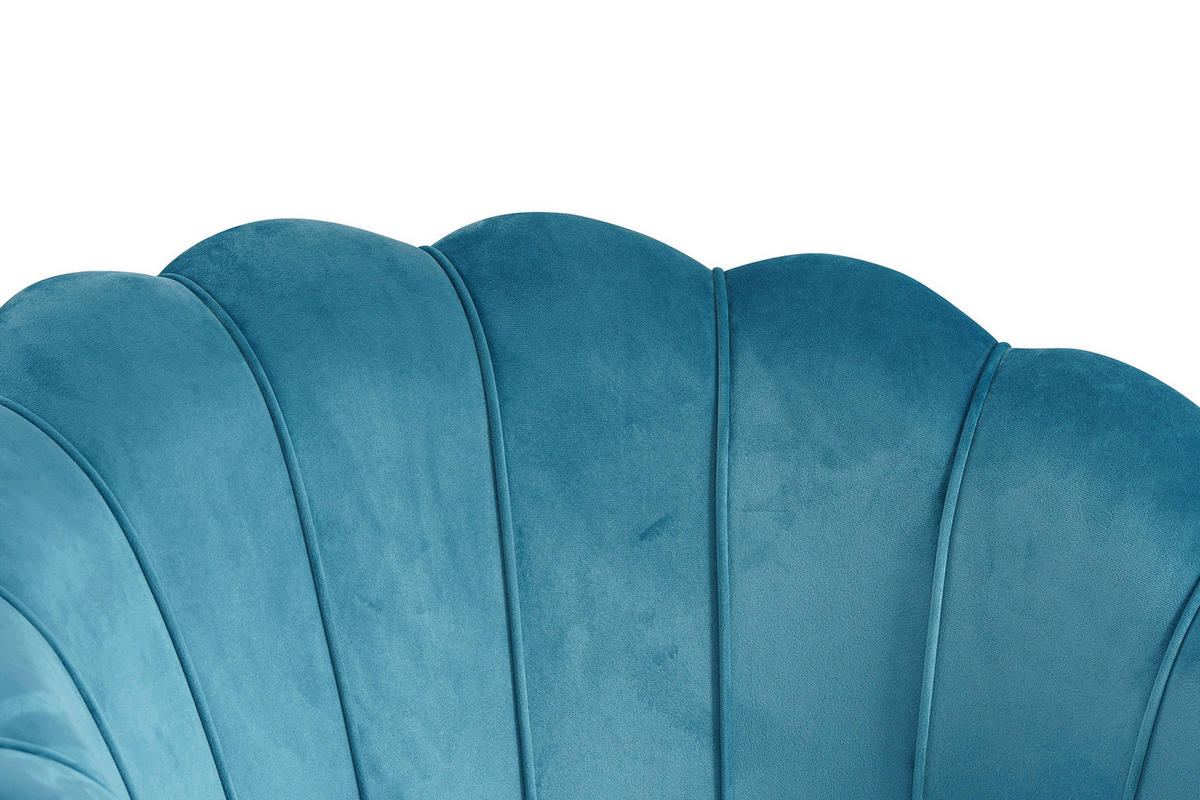 2-SITZER-SOFA in Samt Blau  - Blau/Goldfarben, MODERN, Textil/Metall (136/78/77cm) - Livetastic