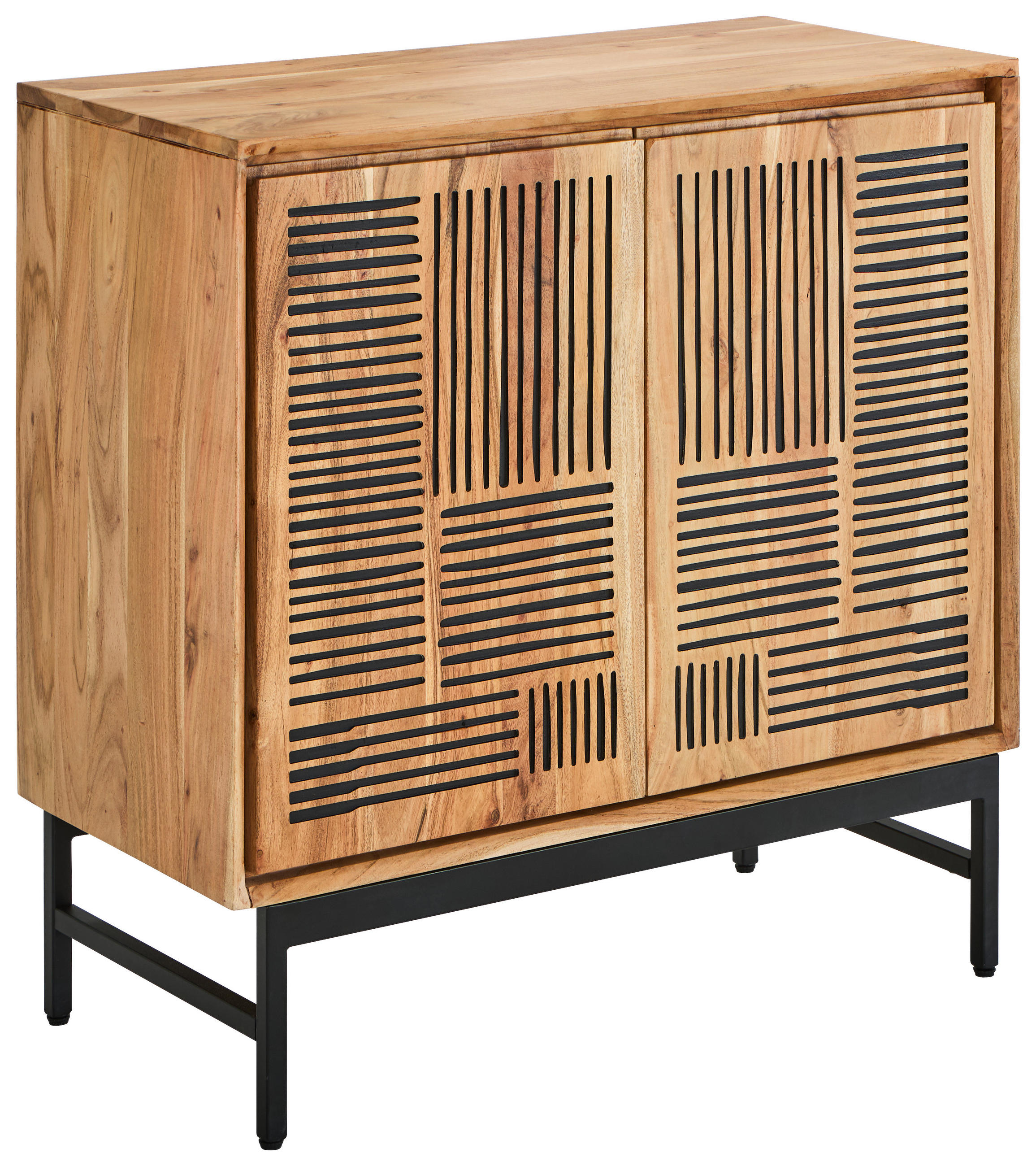 KOMMODE , 85/85/40 cm,  - Schwarz/Akaziefarben, KONVENTIONELL, Holz/Metall (85/85/40cm) - Livetastic