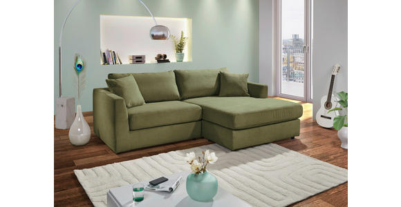 ECKSOFA Dunkelgrün Cord Zierkissen, Rückenkissen, Rücken echt  - Dunkelgrün/Schwarz, KONVENTIONELL, Kunststoff/Textil (234/170cm) - Carryhome