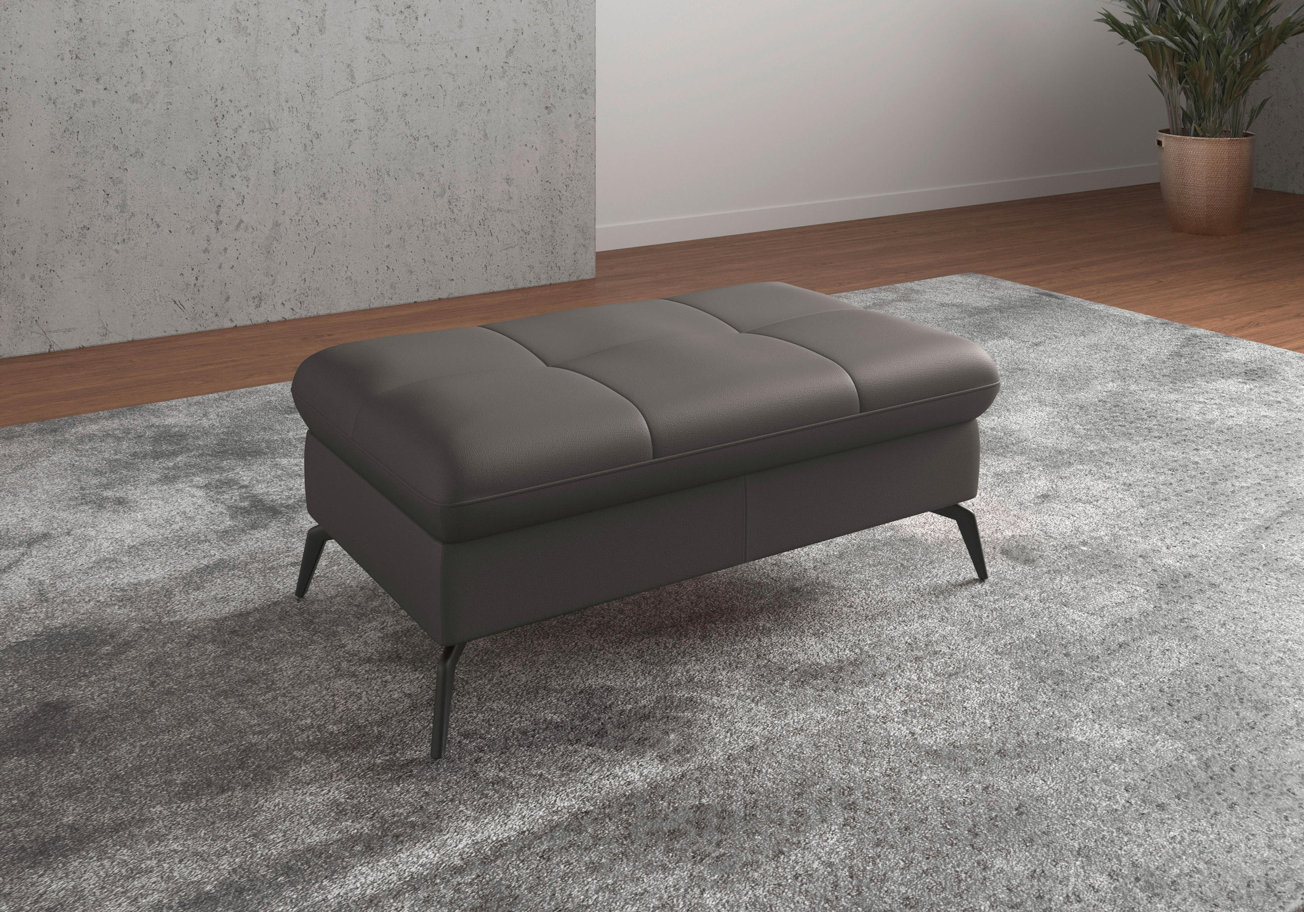 HOCKERLeder Mokka  - Schwarz/Mokka, Konventionell, Leder/Metall (102/47/69cm) - Sit & More