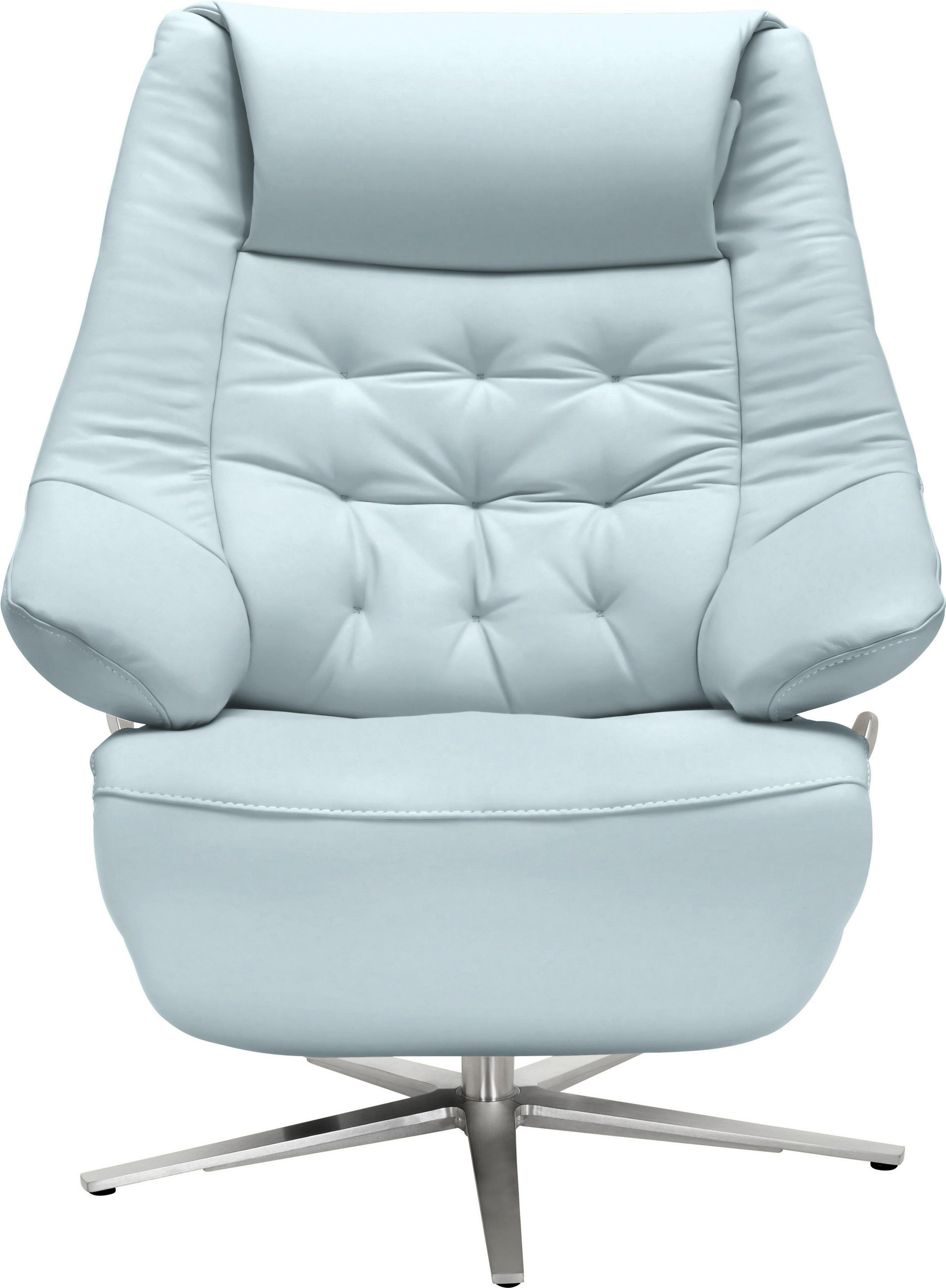 RELAXSESSEL in Leder Hellblau  - Alufarben/Hellblau, Design, Leder/Metall (84/104/81cm) - Valdera