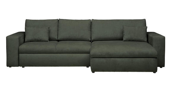 ECKSOFA Dunkelgrün Chenille  - Dunkelgrün/Schwarz, KONVENTIONELL, Kunststoff/Textil (292/150cm) - Hom`in