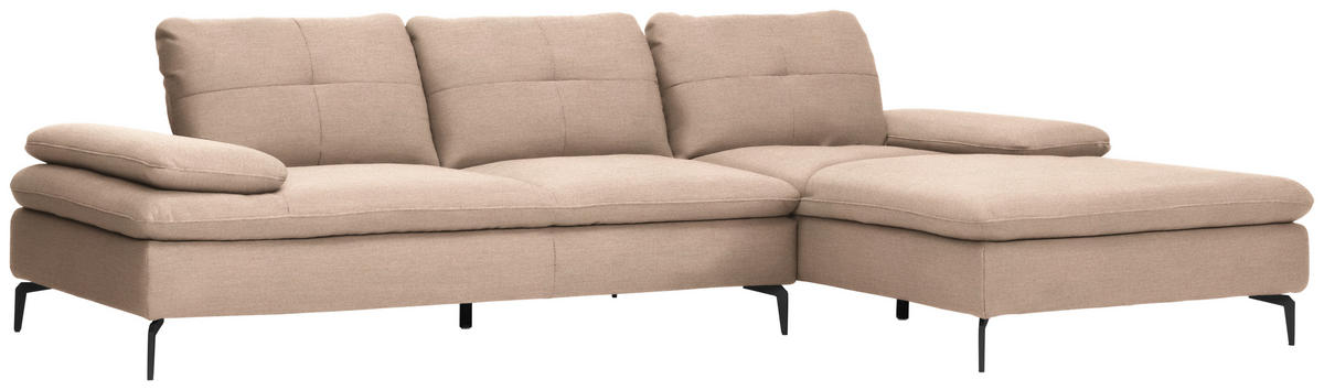 ECKSOFA in Webstoff Hellbraun  - Hellbraun/Schwarz, Design, Textil/Metall (301/179cm) - Chilliano
