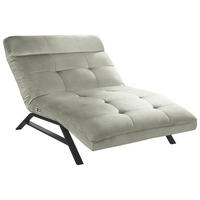 RELAXLIEGE in Mikrofaser Hellgrau, Hellgrün  - Hellgrau/Schwarz, Design, Textil/Metall (120/54-113/158-198cm) - Pure Home Lifestyle