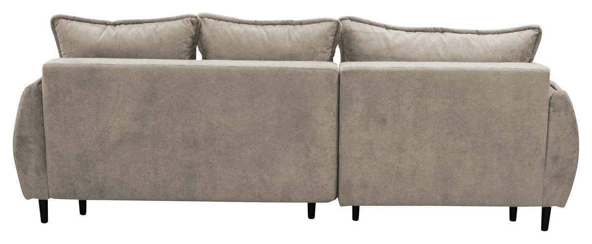 ECKSOFA MURANO Taupe Chenille Zierkissen, Rückenkissen, Bettkasten  - Taupe/Schwarz, Design, Holz/Textil (167/242cm) - MID.YOU