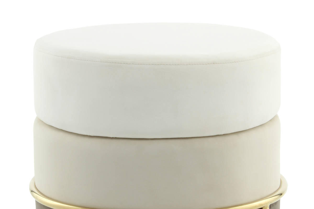 HOCKER Samt Creme, Goldfarben  - Goldfarben/Creme, Basics, Textil/Metall (48,5/46/48,5cm) - Kayoom