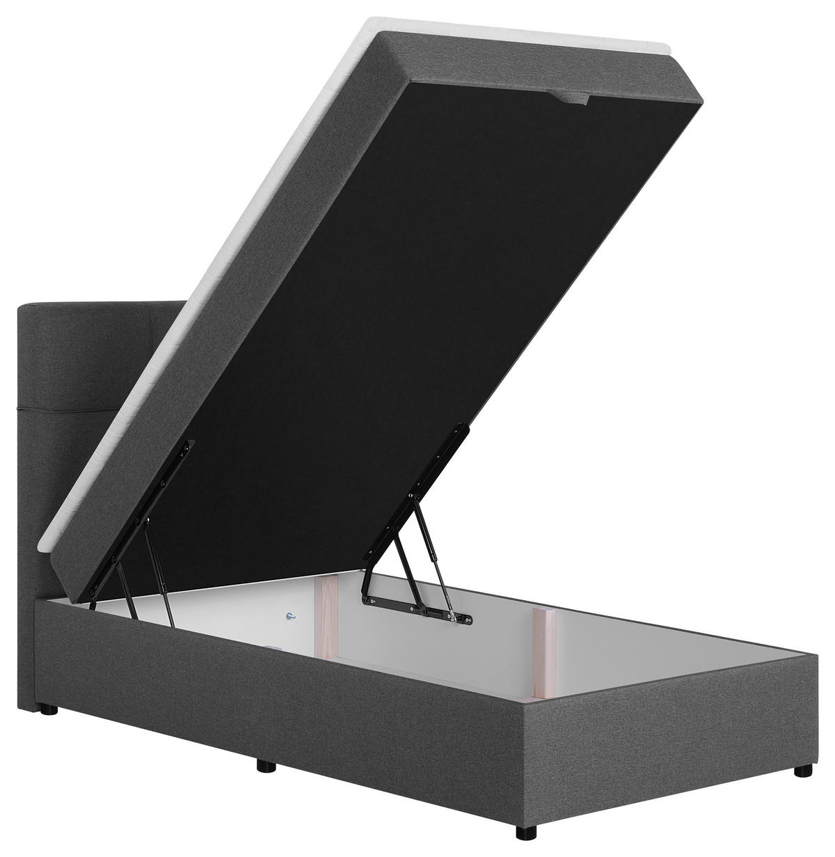 BOXBETT 100/200 cm,  in Silberfarben, Hellgrau, Bettkasten, Topper,  - Silberfarben/Hellgrau, MODERN, Kunststoff/Textil (100/200cm) - MID.YOU