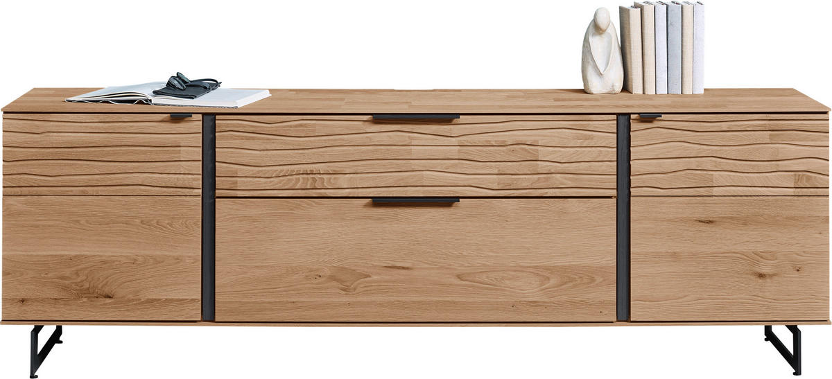 LOWBOARD  192/65/44 cm 1 Schublade(n) stehend  - Eichefarben/Anthrazit, Natur, Holz/Metall (192/65/44cm) - Valnatura