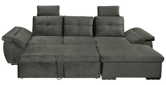 ECKSOFA in Mikrovelours Dunkelgrün - Dunkelgrün/Schwarz, KONVENTIONELL, Kunststoff/Textil (275/170cm) - Carryhome