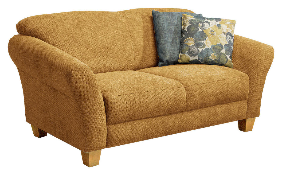 2-SITZER-SOFA in Flachgewebe Senfgelb  - Senfgelb/Naturfarben, Konventionell, Holz/Textil (163/84/89cm) - Sit & More