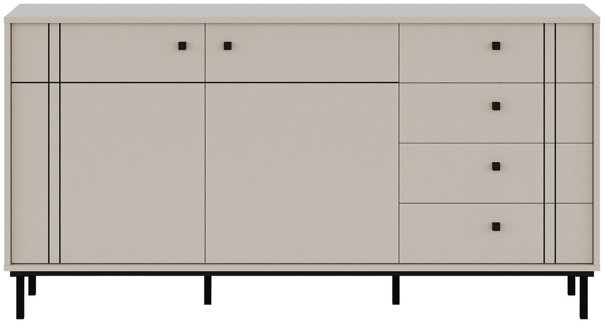 KOMODA, kašmir  - črna/kašmir, Moderno, kovina/umetna masa (160,2/81,8/37cm) - Carryhome