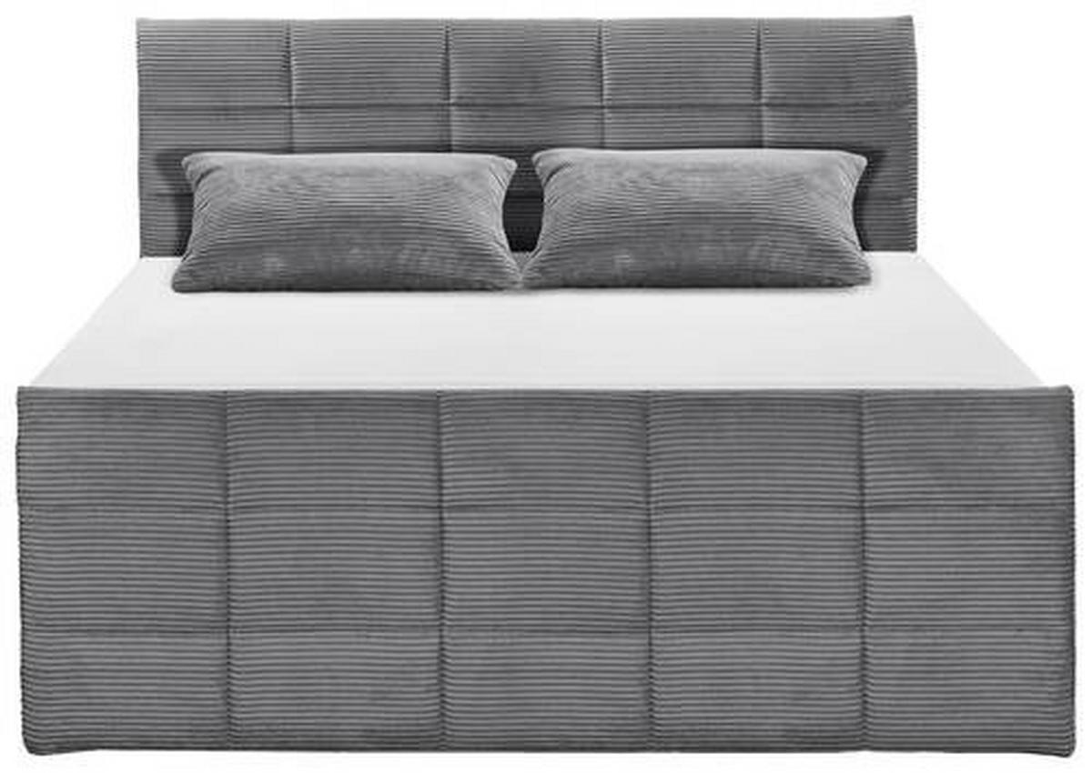 BOXSPRINGBETT 180/200 cm,  in Dunkelgrau, gepolstertes Kopfteil, Bettkasten, Topper, Matratzen, Wendematratze mit unterschiedlichen Härtegraden, H3 + H4 = fest + sehr fest  - Dunkelgrau/Schwarz, MODERN, Holzwerkstoff/Kunststoff (180/200cm) - MID.YOU