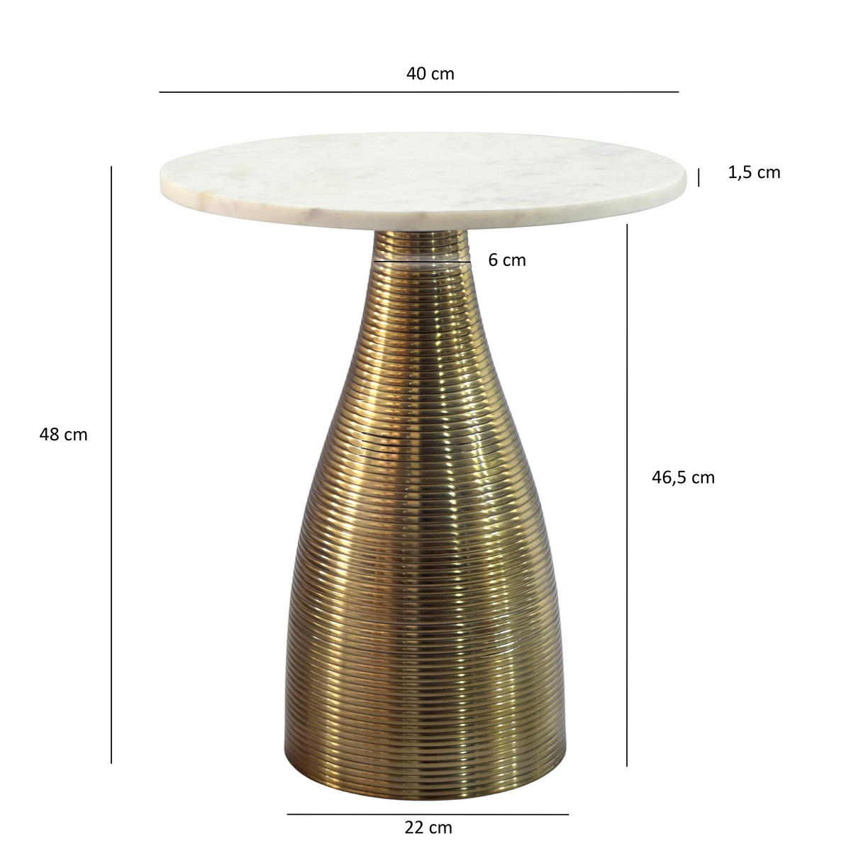 PRÍRUČNÝ STOLÍK, biela - zlatá/biela, Design, kov/kameň (40/40/48cm) - Livetastic