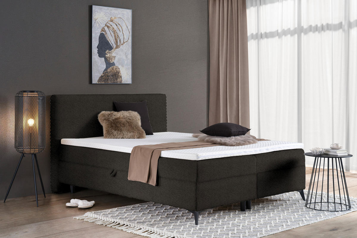 BOXBETT 160/200 cm  in Mokka  - Schwarz/Mokka, Design, Holz/Holzwerkstoff (160/200cm) - Xora