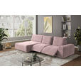 ECKSOFA in Velours Altrosa  - Schwarz/Altrosa, Design, Kunststoff/Textil (174/342cm) - Xora