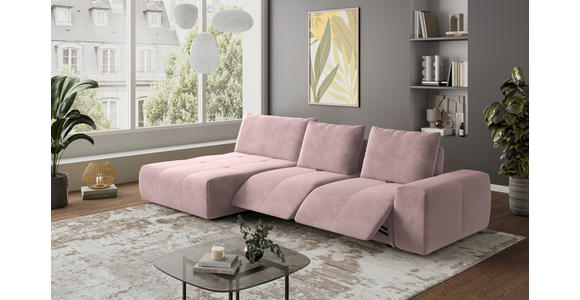 ECKSOFA in Velours Altrosa  - Schwarz/Altrosa, Design, Kunststoff/Textil (174/342cm) - Xora