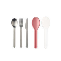 BESTECK-SET ELLIPSE 3-teilig Edelstahl  für 1 Personen  - Pink, Basics, Metall - Mepal