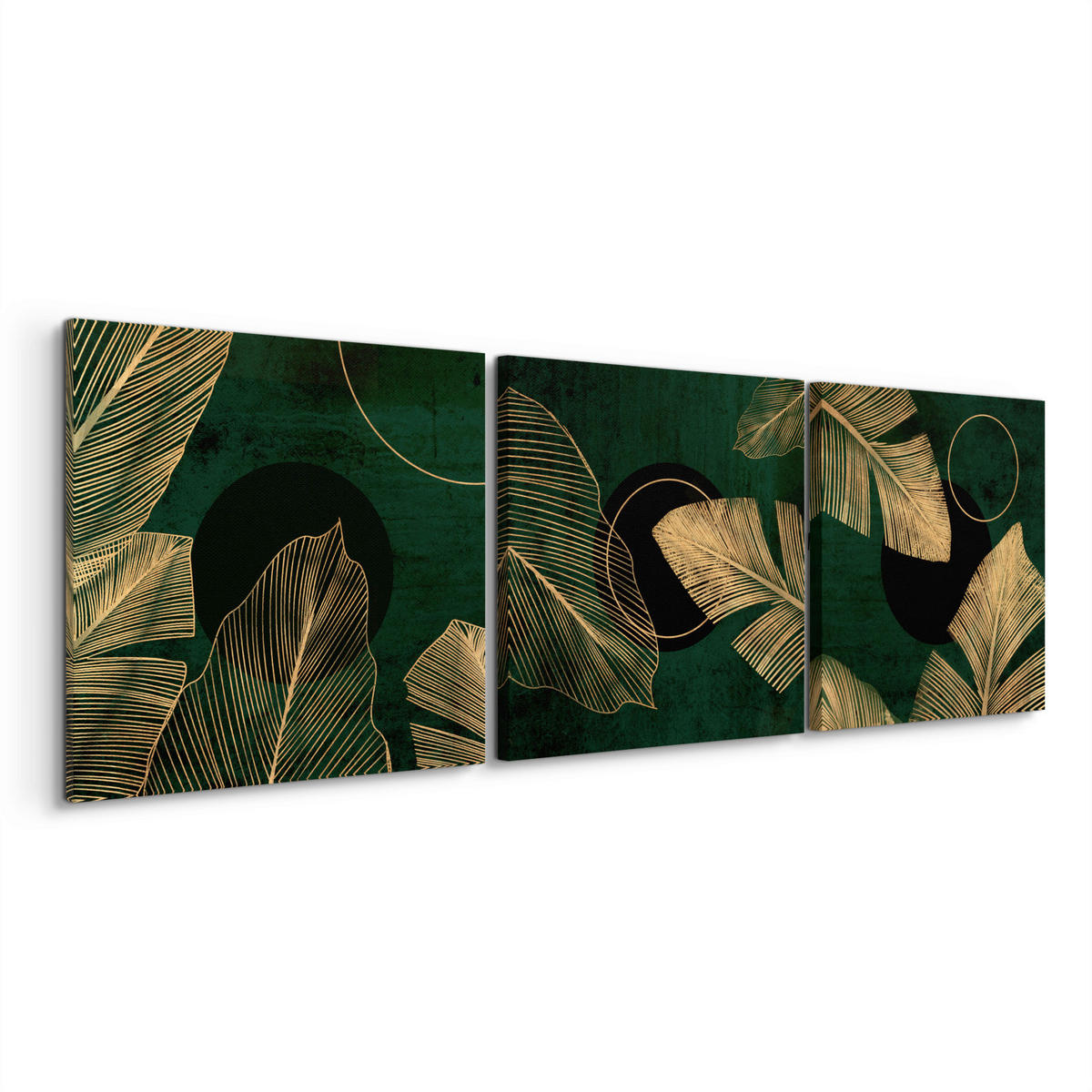 BILDERSET 3x32/32 cm  - Dunkelgrün/Goldfarben, Basics, Holz/Textil (3x32/32cm)