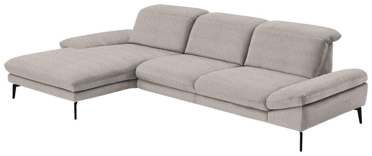 ECKSOFA in Chenille Greige  - Greige/Schwarz, Design, Textil/Metall (188/319cm) - Beldomo System