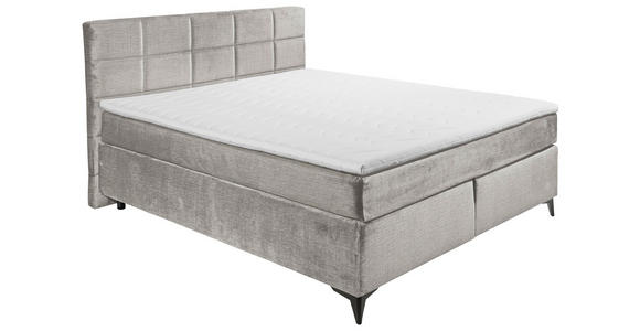 BOXSPRINGBETT 180/200 cm,  in Hellgrau  - Hellgrau/Schwarz, Design, Holzwerkstoff/Kunststoff (180/200cm) - Xora