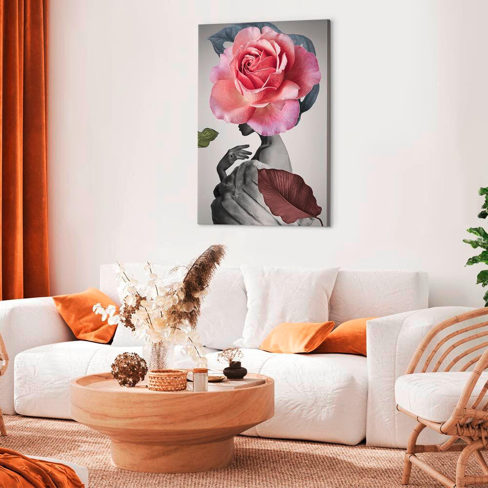 LEINWANDBILD Abstraktes, Menschen, Blumen, Frauen 80/120/1.2 cm  - Pink/Braun, Basics, Holz/Textil (80/120/1.2cm) - artgeist