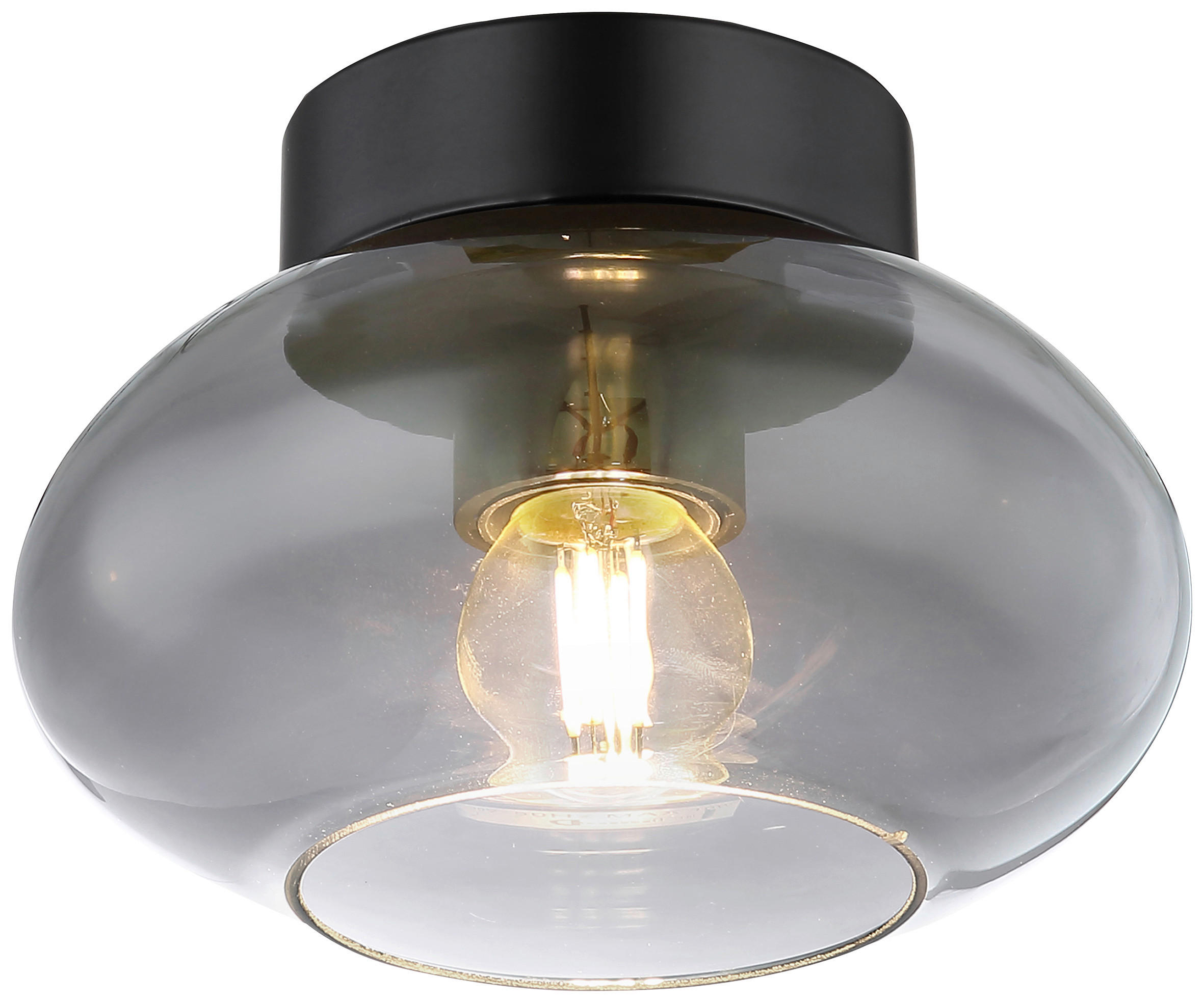 DECKENLEUCHTE 18/13 cm   - Schwarz, Design, Glas/Metall (18/13cm) - Novel