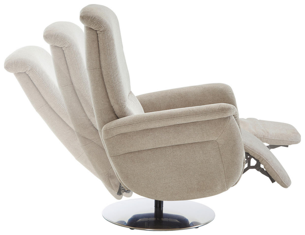 RELAXSESSEL Textil Beige  - Edelstahlfarben/Beige, Konventionell, Textil/Metall (79/112/94cm) - Beldomo Premium