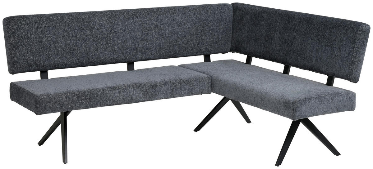 ECKBANK 190/150 cm  in Dunkelgrau  - Dunkelgrau/Schwarz, KONVENTIONELL, Textil/Metall (190/150cm) - MID.YOU