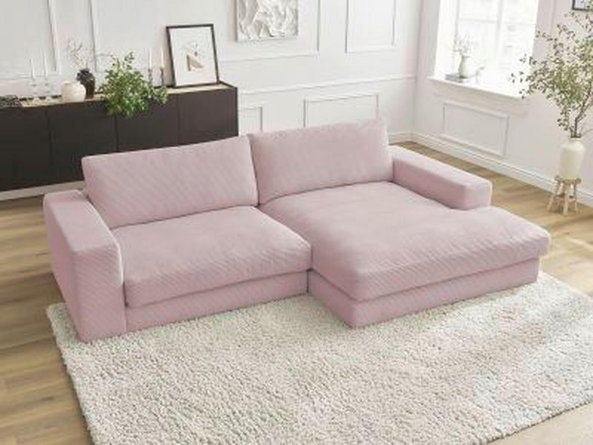 ECKSOFA  LEONARD Lila Cord  - Lila/Schwarz, MODERN, Kunststoff/Textil (274/159cm)