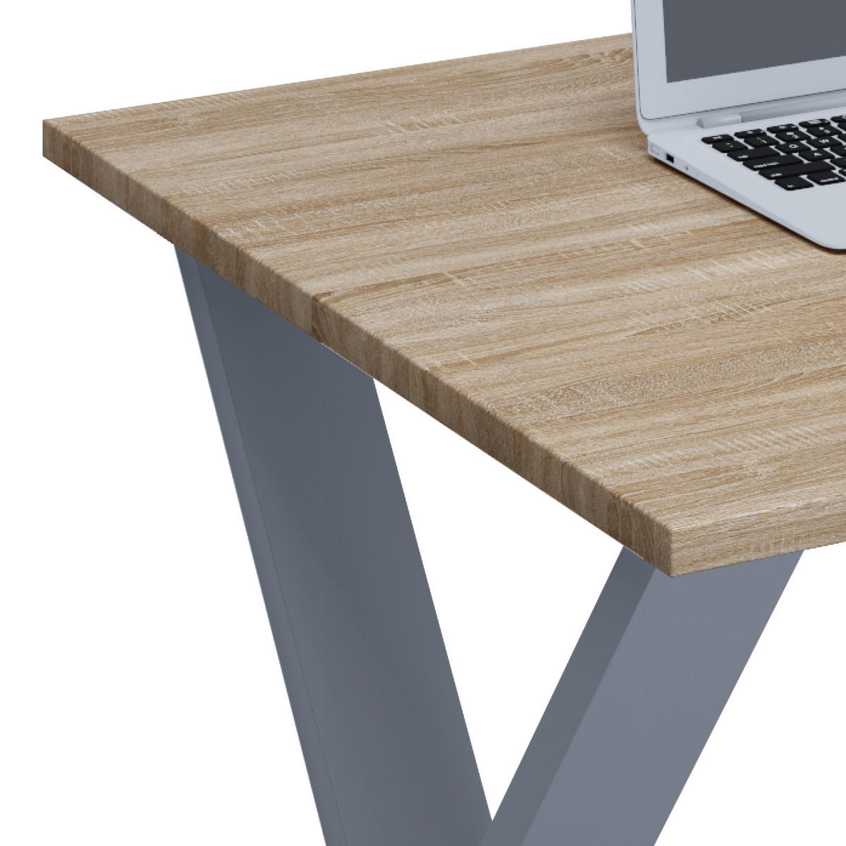 SCHREIBTISCH 140/50/76 cm  in Silberfarben, Sonoma Eiche  - Silberfarben/Sonoma Eiche, Modern, Holzwerkstoff/Metall (140/50/76cm) - MID.YOU
