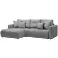 ECKSOFA in Chenille Grau, Dunkelgrau  - Dunkelgrau/Schwarz, MODERN, Kunststoff/Textil (172/276cm) - Hom`in